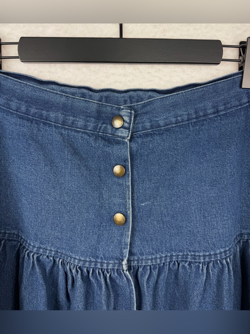 (VTG) MYSTIC BLUES • Blue Dark Wash Denim 100% Cotton Button-Front Skirt, 40 - Picture 4 of 10